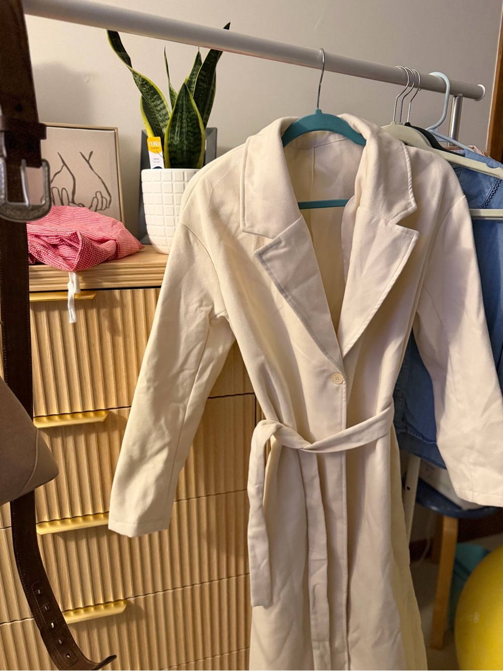 Classic Cream Belted Trench Coat for Women